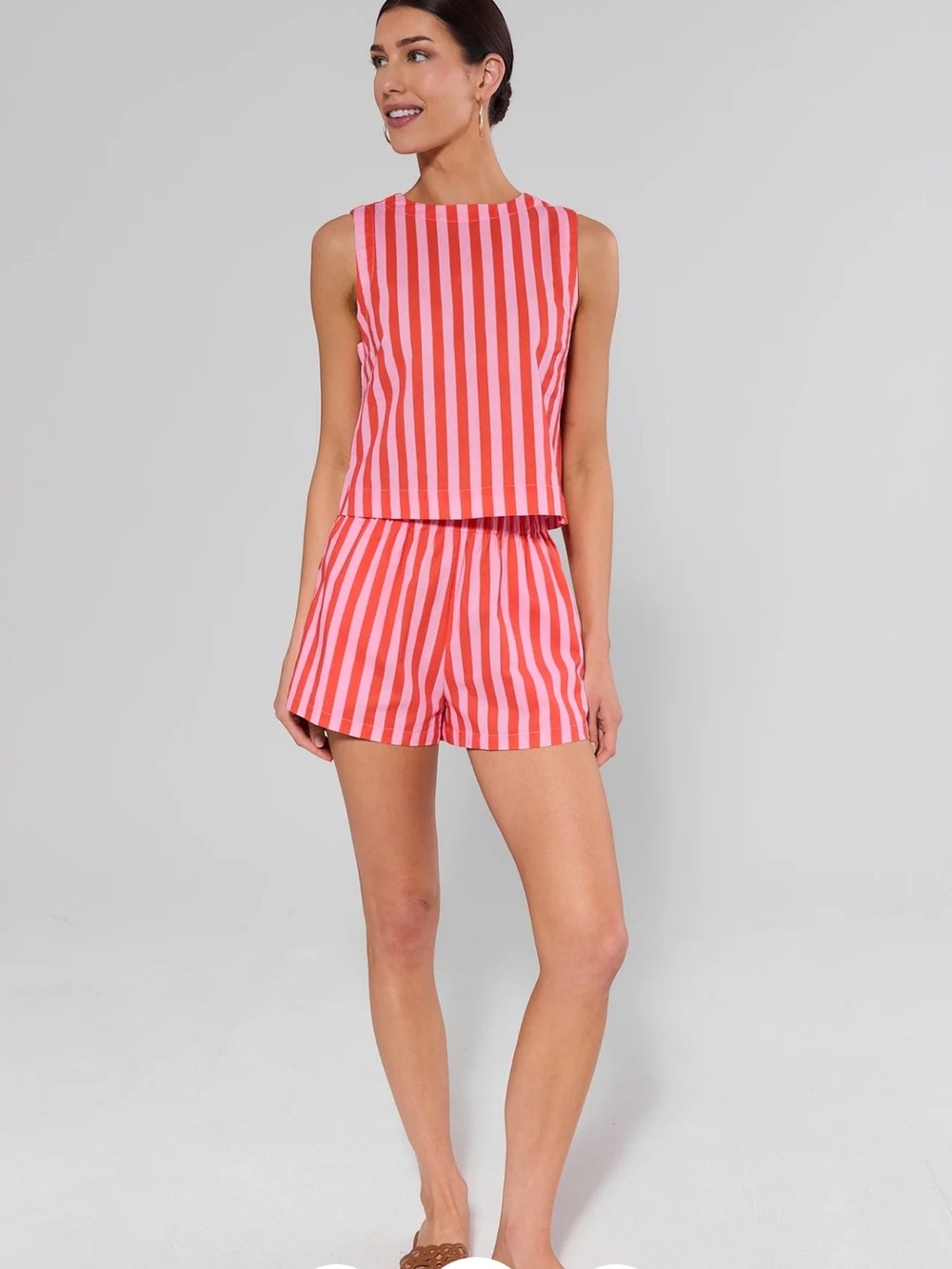 NWT - Small Avara Striped Pink & Coral Sleeveless Top and Short Set